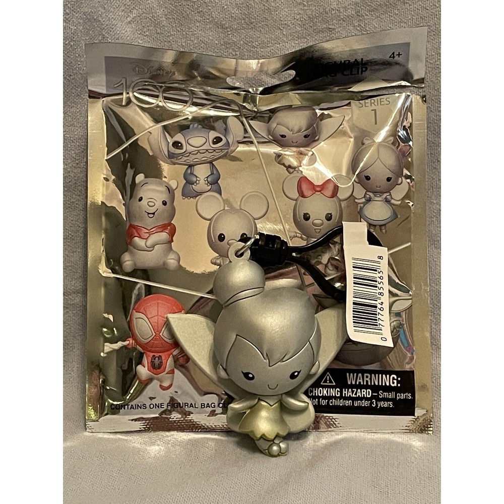 Walt Disney 100 Series 1 Figural 3D Keychain Bag Clip - Silver Tinker Bell